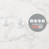 Grijs en roze 40e VIERROH! 4 foto's verjaardag Confetti (Achterkanten)