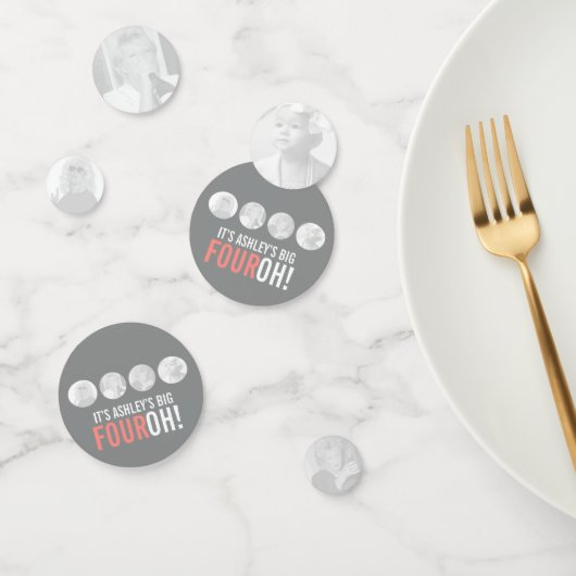 Grijs en roze 40e VIERROH! 4 foto's verjaardag Confetti (Groep)