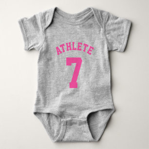 Grijs en Roze Baby   Sport Jersey Design Romper