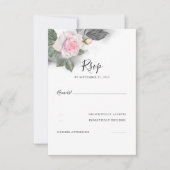 Grijs en Roze Bloemen Bruiloft RSVP (Voorkant)