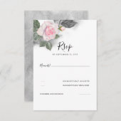 Grijs en Roze Bloemen Bruiloft RSVP (Voorkant / Achterkant)