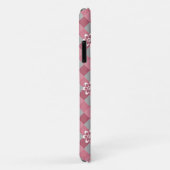 Grijs en roze geruit met kamillebloemen Case-Mate iPhone case (Achterkant/rechts)
