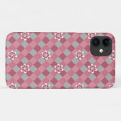 Grijs en roze geruit met kamillebloemen Case-Mate iPhone case (Achterkant (horizontaal))
