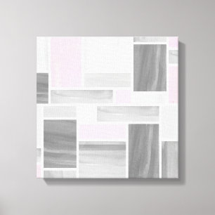 Grijs en Roze Glas in lood (12x12) Canvas Afdruk