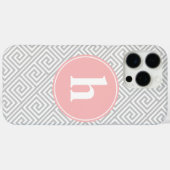 Grijs en Roze Grieks Zeer belangrijk Monogram van  Case-Mate iPhone Case (Achterkant (horizontaal))