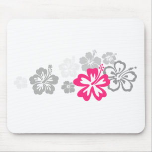 Grijs en Roze Hibiscus design Muismat