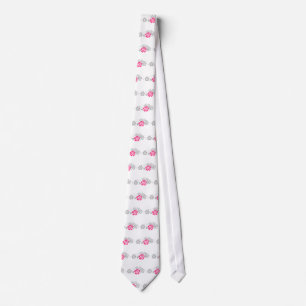Grijs en Roze Hibiscus design Stropdas