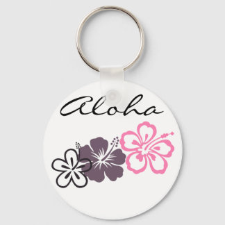 grijs en roze hibiscus Hawaiian thema Sleutelhanger