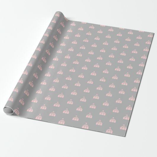 Grijs en roze inpakpapier met circustenten (Uitgerold)