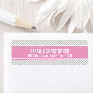 Grijs en Roze Modern Chevron Etiket