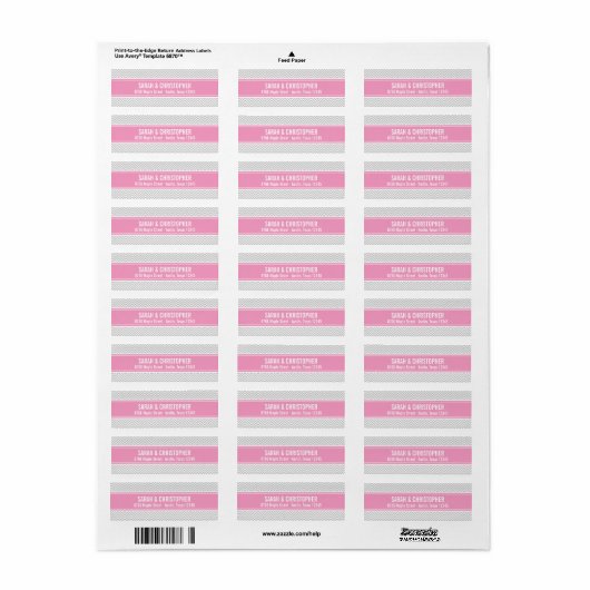Grijs en Roze Modern Chevron Etiket (Full Sheet)