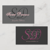  grijs en roze monogram Visitekaartje (Voorkant / Achterkant)