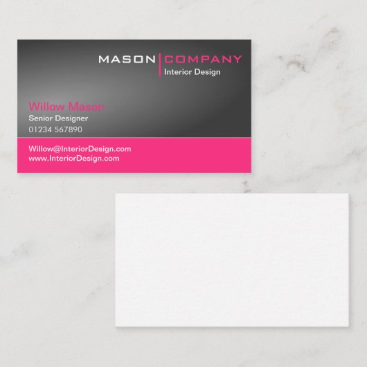Grijs en Roze Visitekaartje (Voorkant / Achterkant)