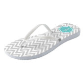 Grijs en Turquoise Chevron Monogram Teenslippers (Schuin)