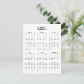 Grijs en wit 2025 Jaar in een oogopslag Kalender F Kaart (Staand voorkant)