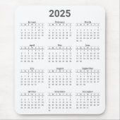 Grijs en wit 2025 jaar in een oogopslag muismat (Voorkant)