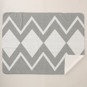 Grijs en Wit Abstract Modern Chevron Diamonds Sherpa Deken (Voorkant (horizontaal))