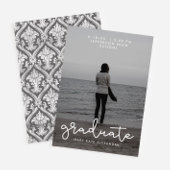 Grijs en wit Afstuderen Fotoaankondiging Aankondiging