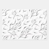 Grijs en wit botanisch inpakpapier set vel (Voorkant)