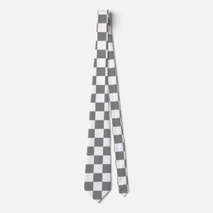 grijs en wit Checkerboard Patroon Stropdas