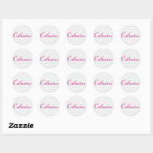 Grijs en Wit Chevron met Vet Script Naam Ronde Sticker (Vel)