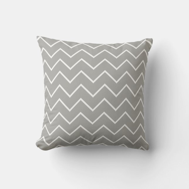 Grijs en wit Chevron Pattern Sierkussen (Voorkant)