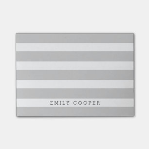 Grijs en wit Classic Stripes Monogram Post-it® Notes