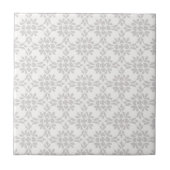 Grijs en wit Damask Style Pattern Tegeltje (Voorkant)