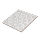 Grijs en wit Damask Style Pattern Tegeltje (Zijkant)