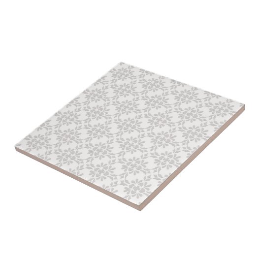 Grijs en wit Damask Style Pattern Tegeltje (Zijkant)