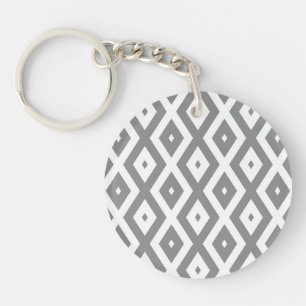 Grijs en wit diamantpatroon sleutelhanger