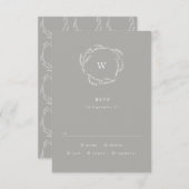 Grijs en wit Eenvoudig Wreath Weddenschap RSVP (Voorkant / Achterkant)