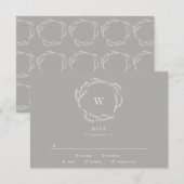 Grijs en wit Eenvoudig Wreath Weddenschap RSVP (Voorkant / Achterkant)