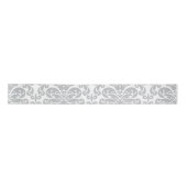 Grijs en wit Elegant Damask Patroon Lint (Voorkant)