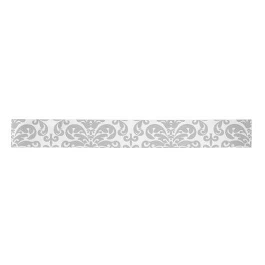 Grijs en wit Elegant Damask Patroon Lint (Voorkant)