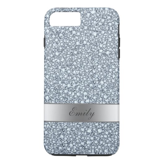 Grijs en wit Encrusted Diamonds Glitter Patroon Case-Mate iPhone Case (Achterkant)