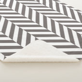 Grijs en wit Geometrisch Herringbotpatroon Sherpa Deken (3/4)