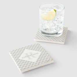 Grijs en wit geometrisch modern monogram stenen onderzetter