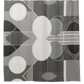 Grijs en wit geometrisch ontwerp met cirkellijnen douchegordijn (Voorkant)