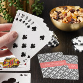 Grijs en Wit Geometrisch Patroon Aangepaste naam Speelkaarten (Insitu)