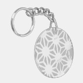Grijs en wit geometrisch patroon sleutelhanger (Voorkant Links)