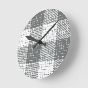 Grijs en wit geruit kruisraster Plaid Ronde Klok
