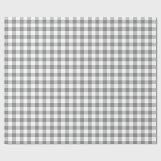 Grijs en wit Gingham Check Patroon Cadeaupapier (Vlak)