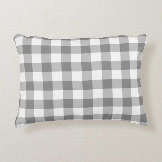 Grijs en wit Gingham Check Patroon Decoratief Kussen