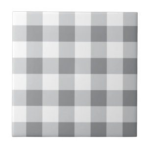 Grijs en wit Gingham patroon Tegeltje
