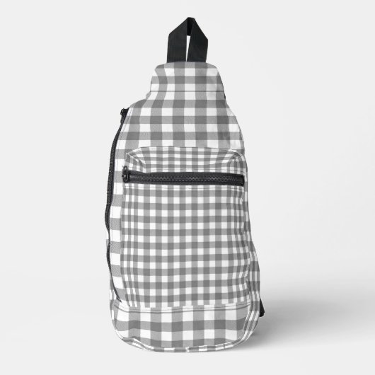 Grijs en Wit Gingham Sling Bag (Voorkant)