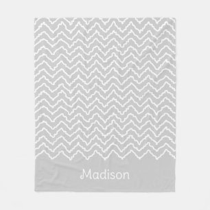 Grijs En Wit Golvend Chevron Zigzag Patroon Fleece Deken