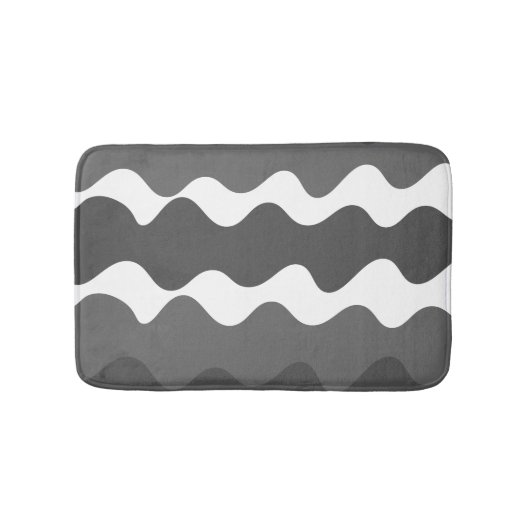 Grijs en wit horizontaal golvenpatroon badmat (Voorkant)