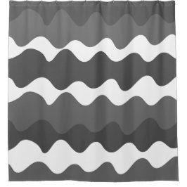Grijs en wit horizontaal golvenpatroon douchegordijn