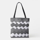 Grijs en wit horizontaal golvenpatroon draagtas (Achterkant)